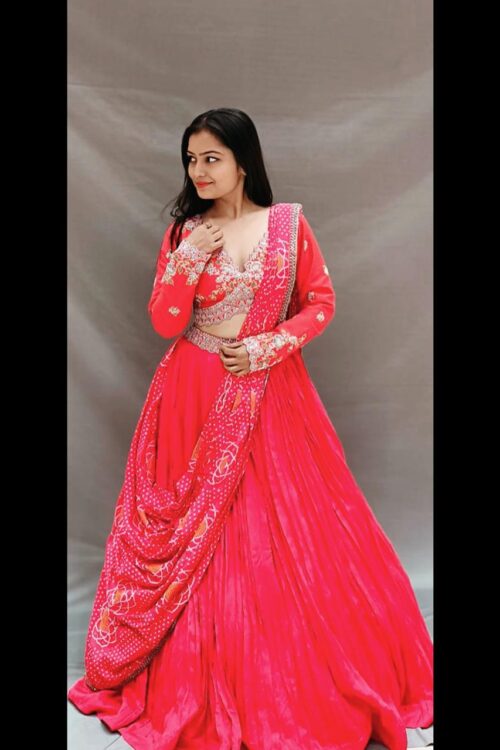 Rani Silk Lehenga with Handwork Blouse & Dupatta – Designer Wedding lehenga
