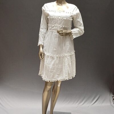 White Cotton Round Kurti – Daily Wear Classic Style