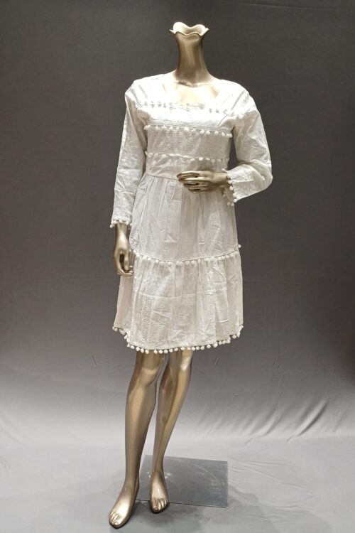 White Cotton Round Kurti – Daily Wear Classic Style