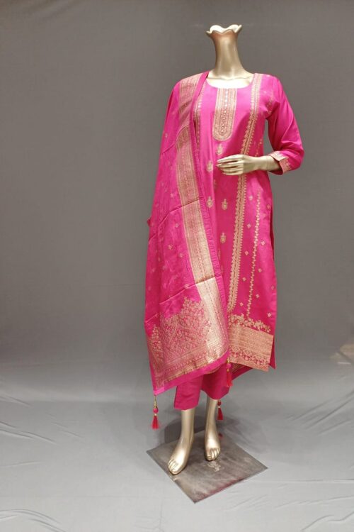 Rani Silk Handwork Suit Set with Handwork for Festival wear