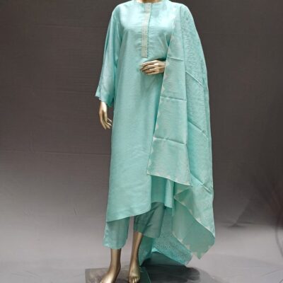 Sea Green Cotton Handwork Kurti with Pant and Dupatta – Daily & Festive Collection