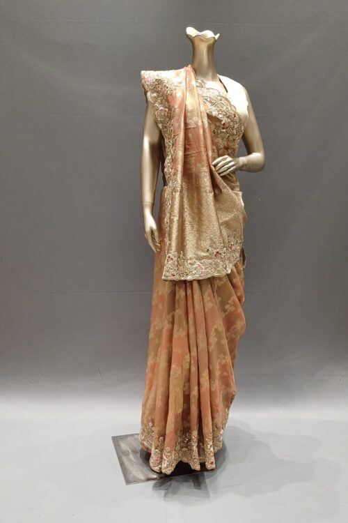 Mauve Banarasi Silk Saree with Handwork Design