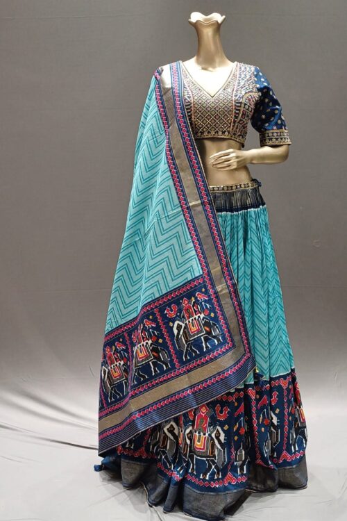 Royal Navy Blue Silk Lehenga Choli Set with Dupatta – wedding wear