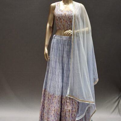 Lavender Silk Lehenga Choli with Kasab & Mirror Work – Wedding Lehenga