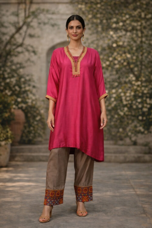 Kaftan Style Rani Silk Palazzo Suit set