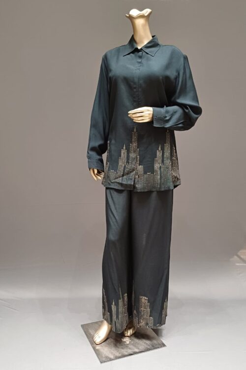 Black Rayon Printed Co-ord Set