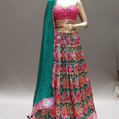Multicolor Patola Print Silk Lehenga Choli Set with Dupatta – Wedding wear