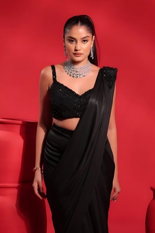 Midnight Glimmer Black Saree Set with Sequin & Mirror Detailing