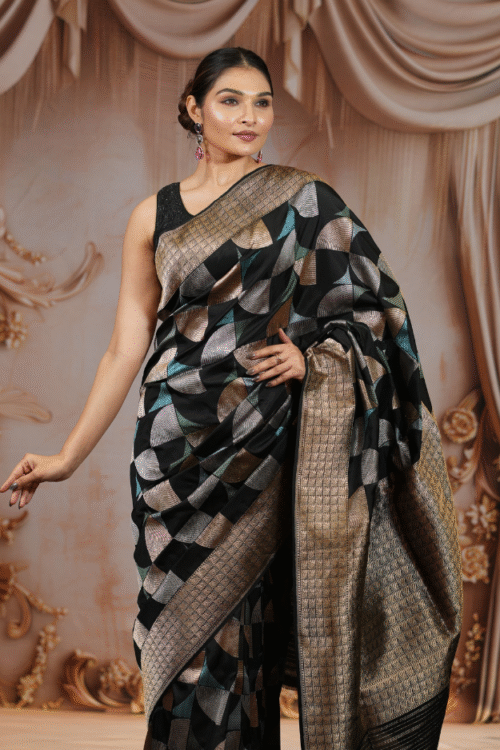 Black Handloom kanjivaram saree