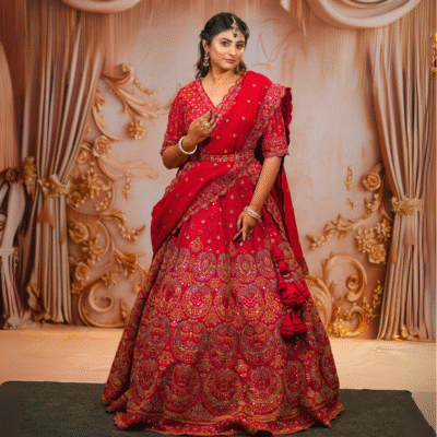 Bridal Red Lehenga Glimpse of Mirror