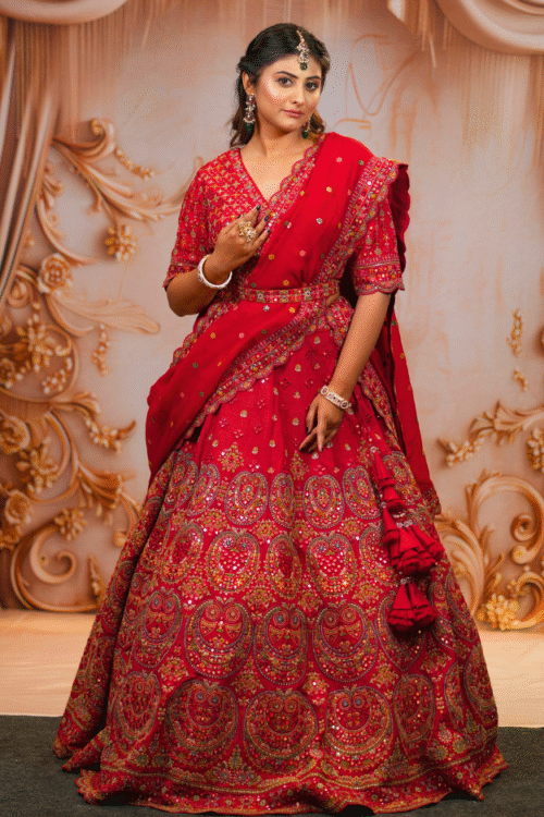 Bridal Red Lehenga Glimpse of Mirror