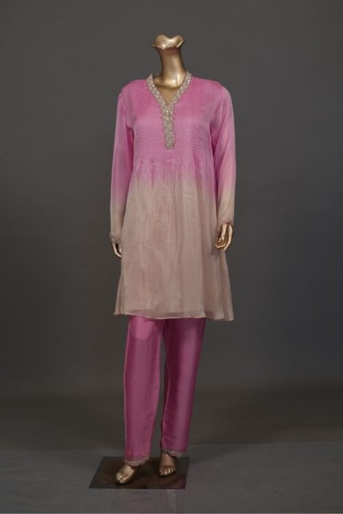 Pink Bliss Handcrafted Silk Satin Dress