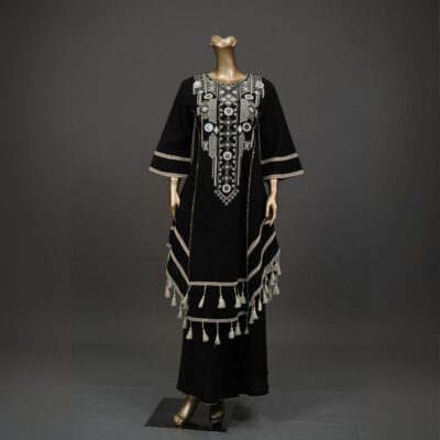 Black Cotton Palazzo with Embroidered Work – Festive Wear
